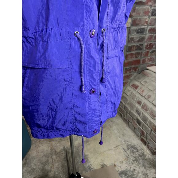 cobblestone jacket windbreaker green purple 1980s snap front double collar - Picture 9 of 15
